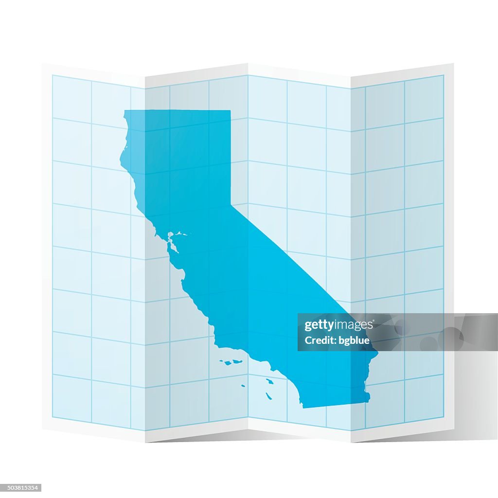 California Mapwrap California Map Folded Isolated On White Background High-Res Vector ...