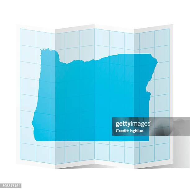 stockillustraties, clipart, cartoons en iconen met oregon map folded, isolated on white background - oregon amerikaanse staat