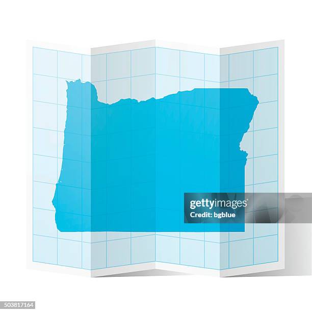 oregon map folded, isolated on white background - oregon map counties stock illustrations