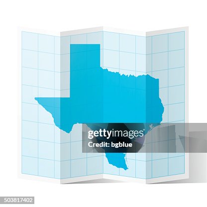 Rectangular Texas Map Texas Map Folded Isolated On White Background High-Res Vector Graphic ...