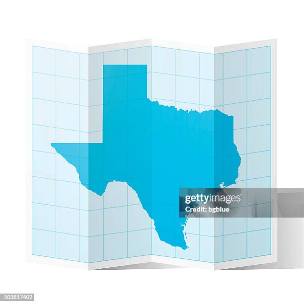 texas map folded, isolated on white background - folded map stock illustrations