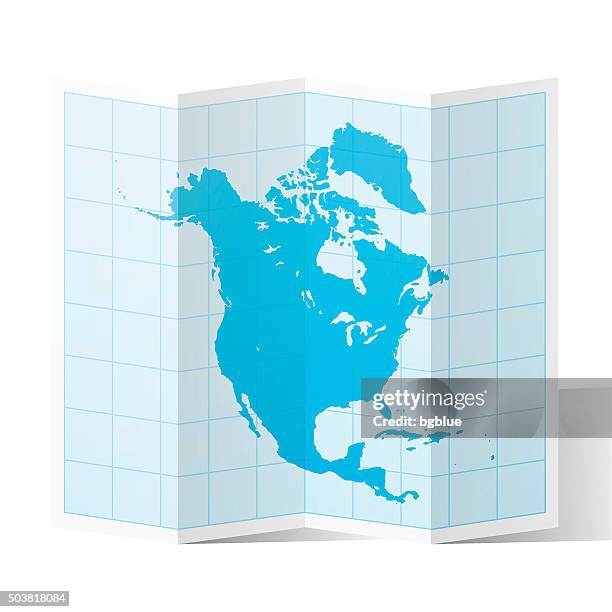 north america map folded, isolated on white background - dominican republic stock illustrations