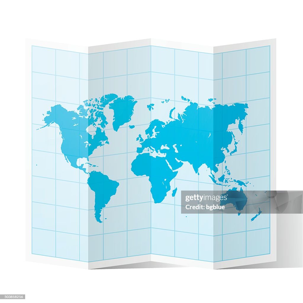 World Map Folded Isolated On White Background High-Res Vector Graphic ...