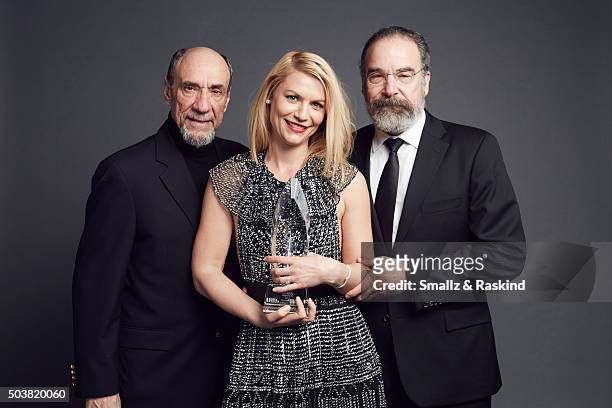 Homeland' actors F. Murray Abraham, Claire Danes, and Mandy Patinkin pose for a portrait at the 2016 People's Choice Awards at the Microsoft Theater...