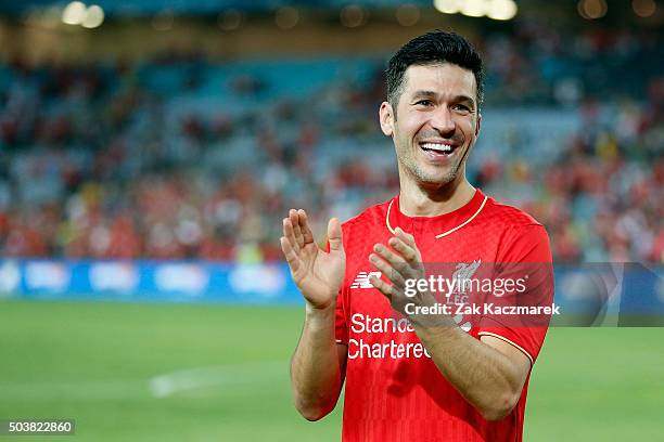 Luis Garcia of Liverpool FC Legends celebrates after the match between Liverpool FC Legends and the Australian Legends at ANZ Stadium on January 7,...