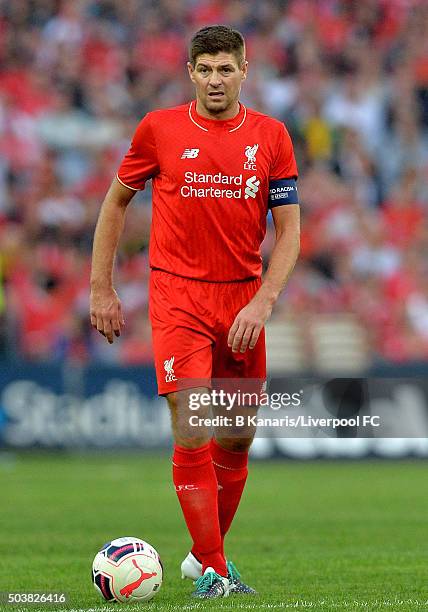 Steven Gerrard of the Liverpool Legends in action during the match between Liverpool FC Legends and the Australian Legends at ANZ Stadium on January...