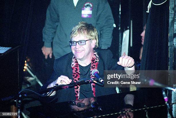 Special guest Elton John performing with musician Ryan Adams at Irving Plaza.