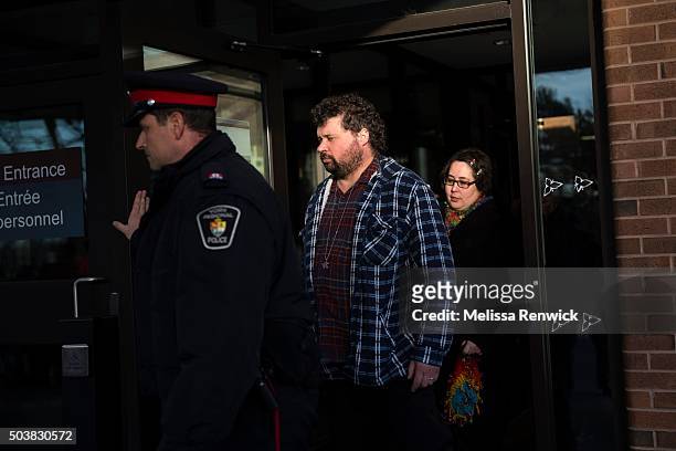 Jennifer Neville-Lake and her husband, Edward, leave the Newmarket Courthouse to speak to the media after Marco Muzzo to pleads guilty in deadly...