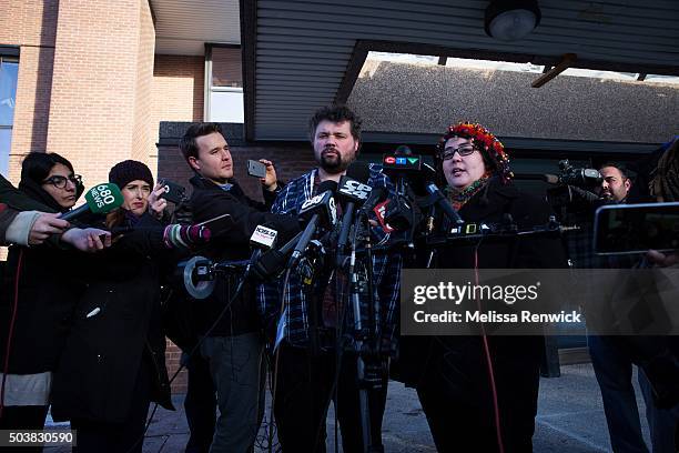 Jennifer Neville-Lake and her husband, Edward, speak to the media after Marco Muzzo to pleads guilty in deadly Vaughan crash.