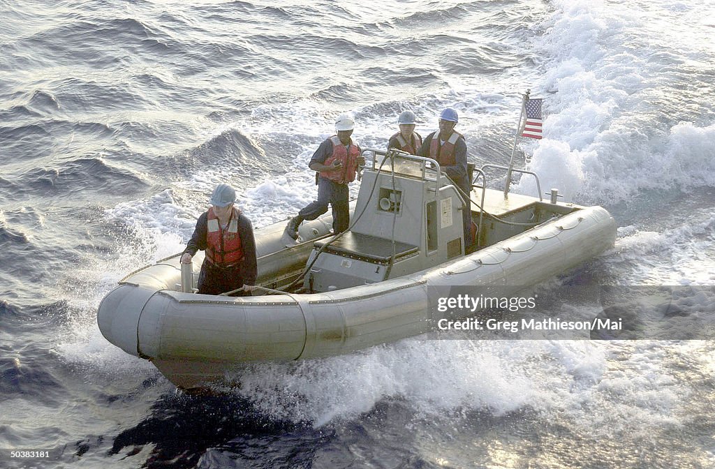 A RHIB (Rigid Hull Inflatable Boat) atta
