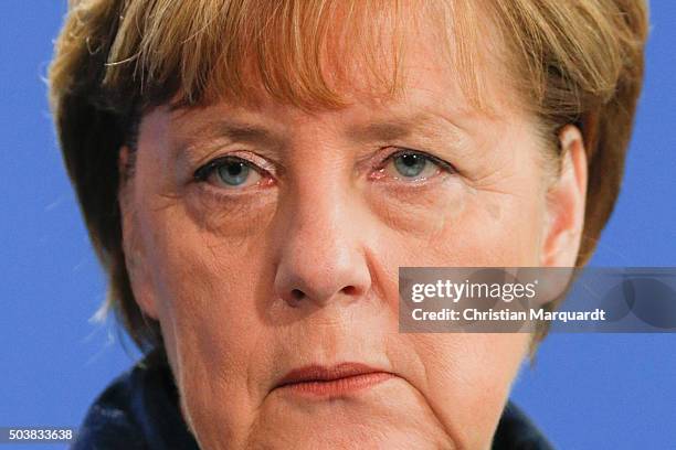 German Chancellor Angela Merkel and the newly elected Romanian Prime Minister Dacian Cioloso talk to the press after their common lunch at the...