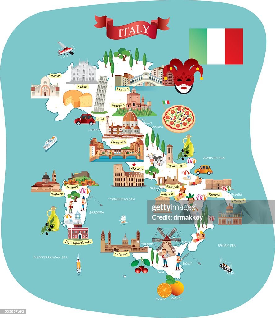 Cartoon map of ITALY