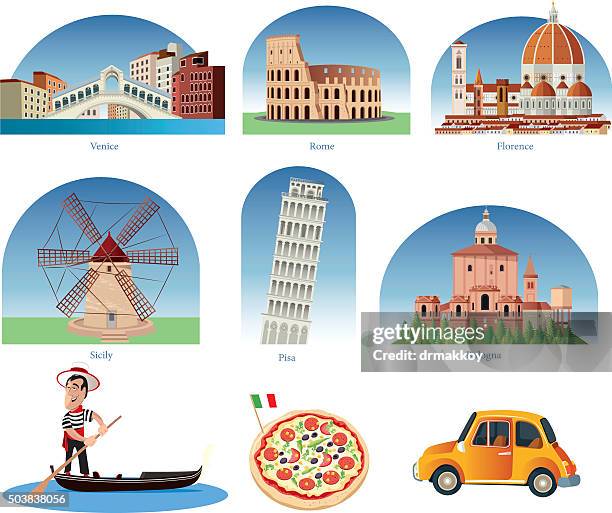 illustrazioni stock, clip art, cartoni animati e icone di tendenza di italia simboli - fiorentina roma