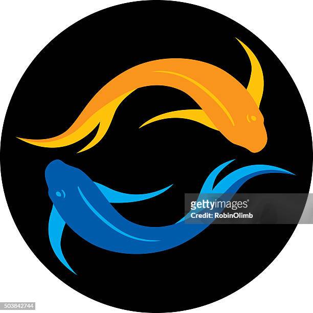 yin yang fish - two animals stock illustrations