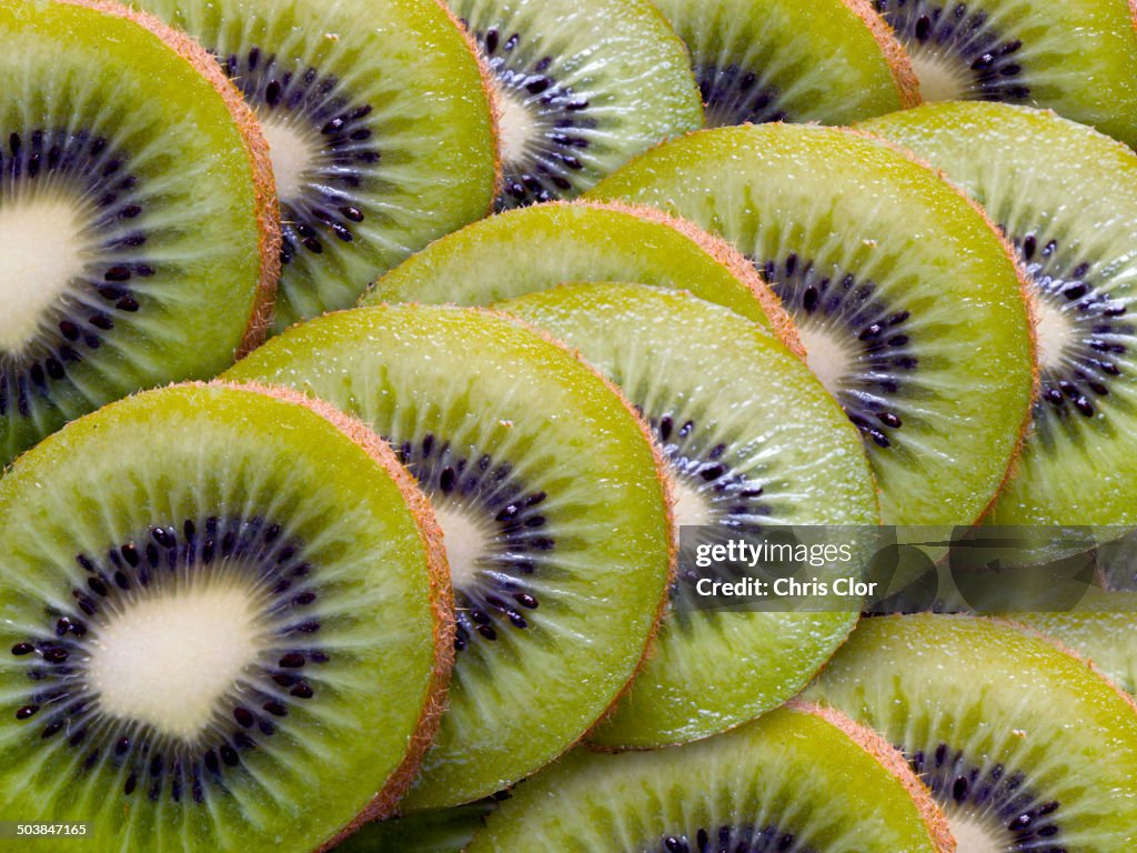 Close up of sliced kiwi fruit