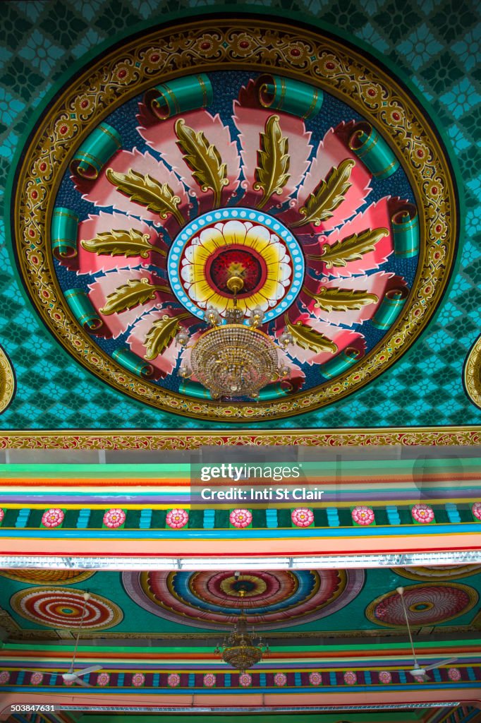 Ornate ceiling in Sri Mahamariamman temple, Kuala Lumpur, Federal Territory of Kuala Lumpur, Malaysia