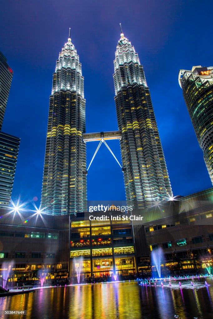 Petronas Twin Towers lit up at night, Kuala Lumpur, Federal Territory of Kuala Lumpur, Malaysia