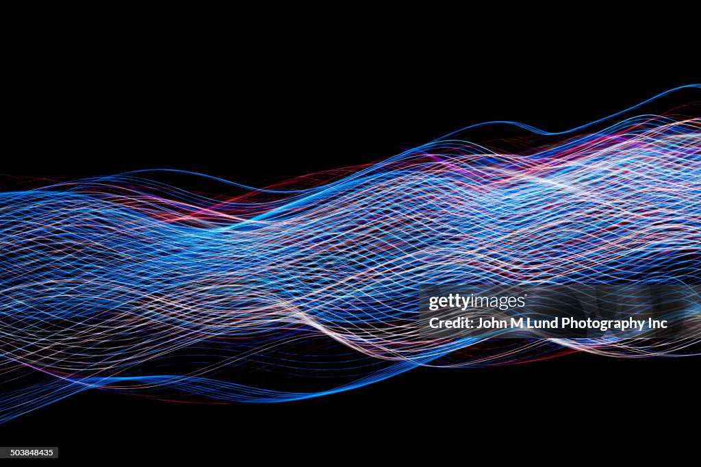 Close up of curved light trails