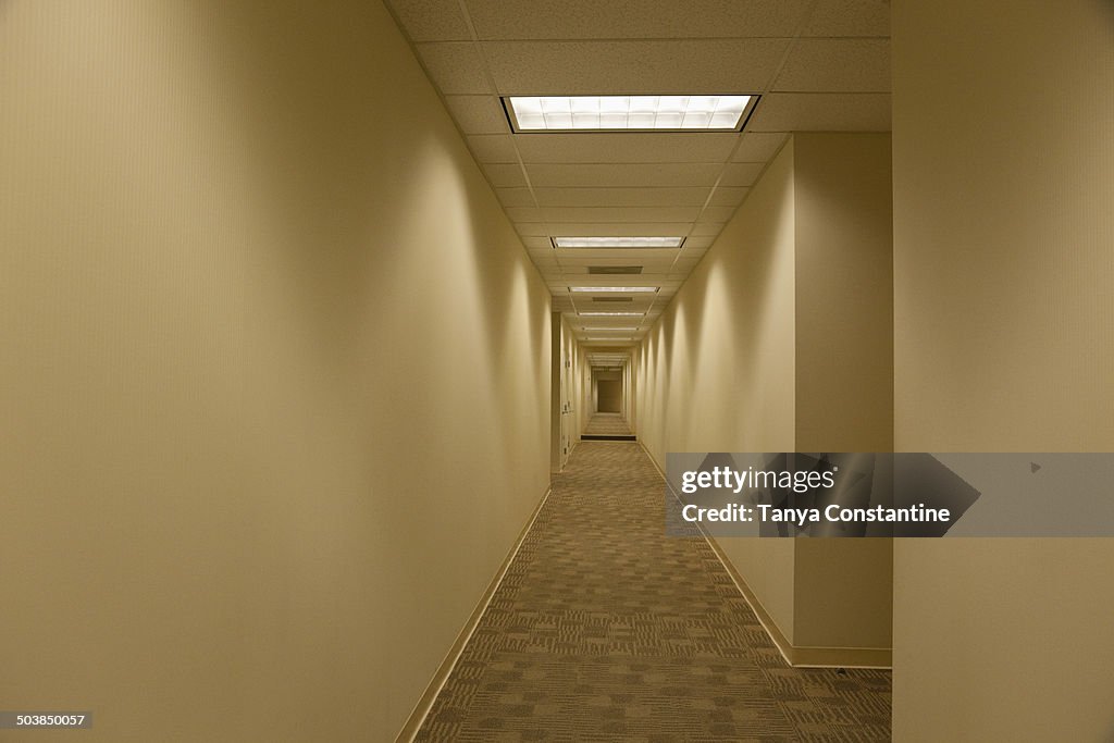 Empty hallway in office building