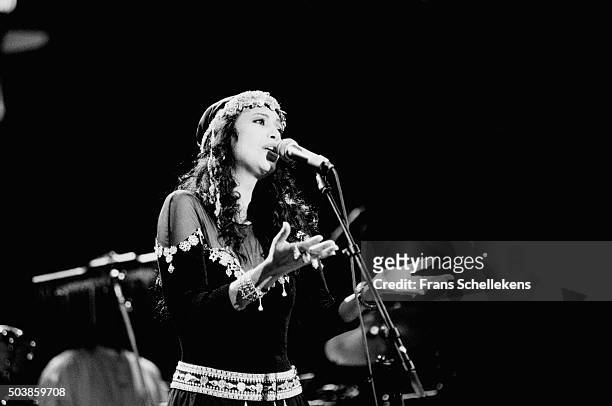 Israeli singer Ofra Haza performs on June 16th 1996 at the Concertgebouw in Amsterdam, the Netherlands.