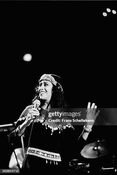 Israeli singer Ofra Haza performs on June 16th 1996 at the Concertgebouw in Amsterdam, the Netherlands.