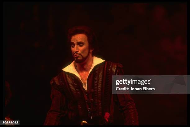 Baritone Dwayne Croft singing the title role in Mozart's Don Giovanni on stage at the Metropolitan Opera.