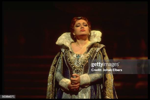 Mezzo soprano Olga Borodina as Marina in Mussorgsky's Boris Godunov on stage at the Metropolitan Opera.