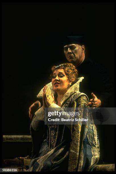 Russian mezzo soprano Olga Borodina singing the role of Princess Marina w. Russian baritone Sergei Leiferkus as Rangoni in Mussorgsky's Boris Godunov...