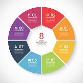 Infographic circle banner. Vector template with 8 steps, parts, options