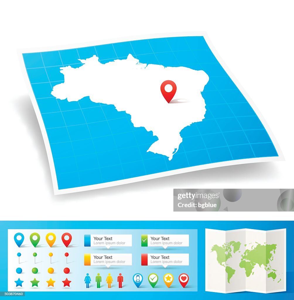 Brasil mapa com localização bótons isolado no fundo branco