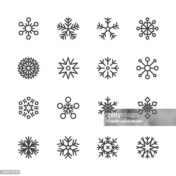 ilustraciones, imágenes clip art, dibujos animados e iconos de stock de snowflakes icons set 1/negro de línea serie - frost