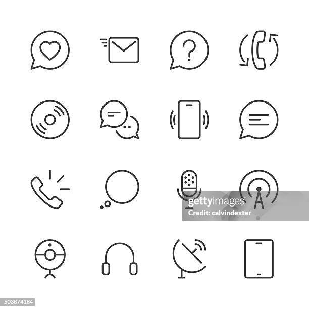 bildbanksillustrationer, clip art samt tecknat material och ikoner med communication icons set 2 | black line series - web conference