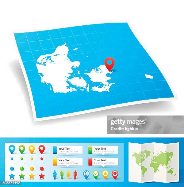bildbanksillustrationer, clip art samt tecknat material och ikoner med denmark map with location pins isolated on white background - map copenhagen