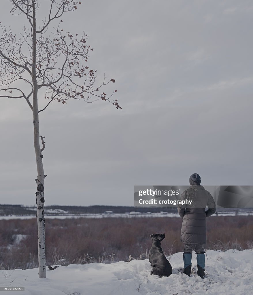 USA, Colorado, Woman with dog