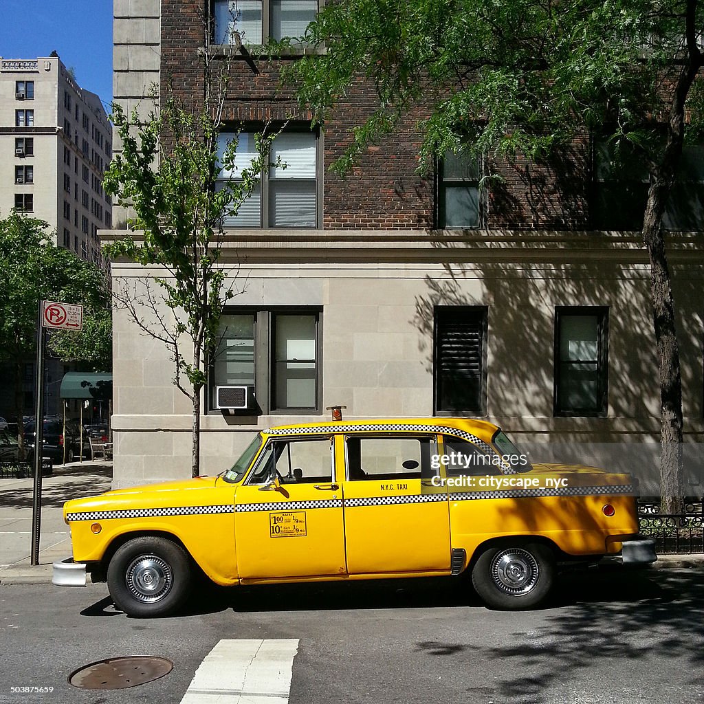 USA, New York State, New York City, Manhattan, Yellow Checker Cab
