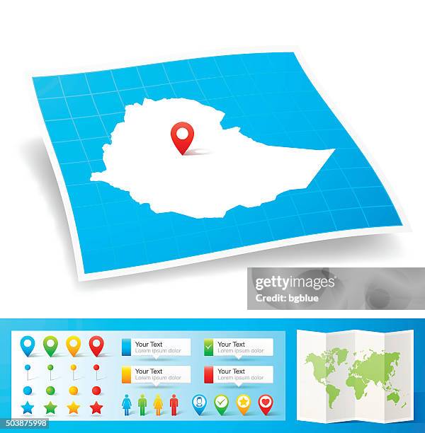 ethiopia map with location pins isolated on white background - addis ababa stock illustrations