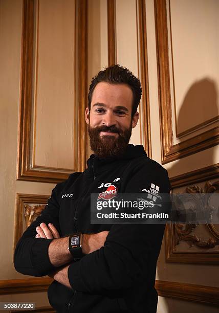 Simon Geschke of Germany poses for a picture at the presentation of team GIANT-Alpecin at the Italian embassy on January 7, 2016 in Berlin, Germany.