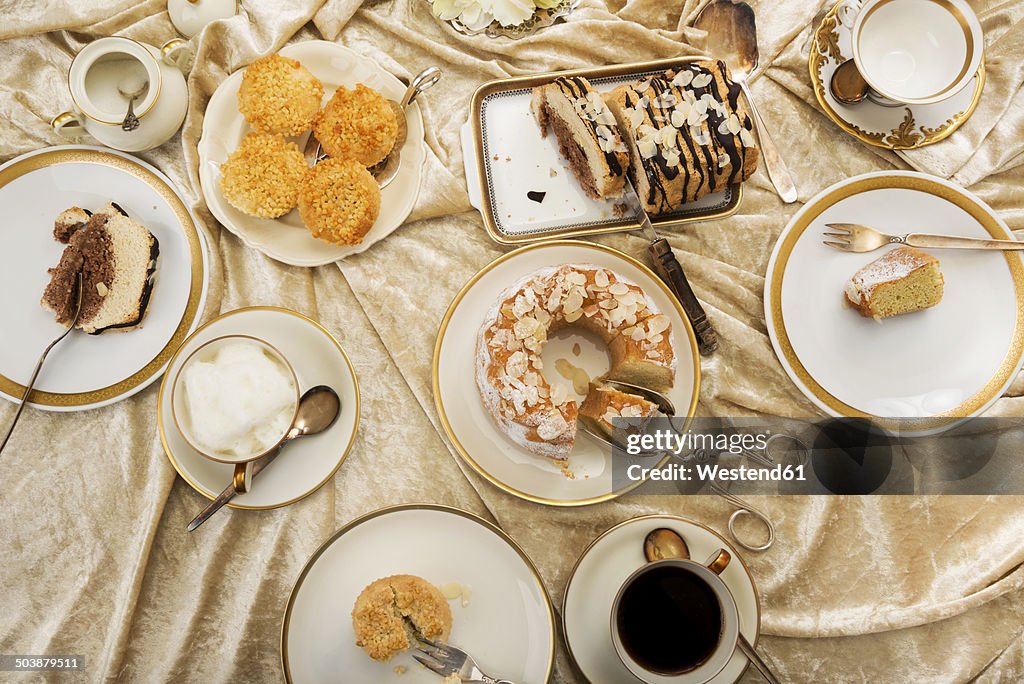 Variations of Italian almond cakes on laid coffee table