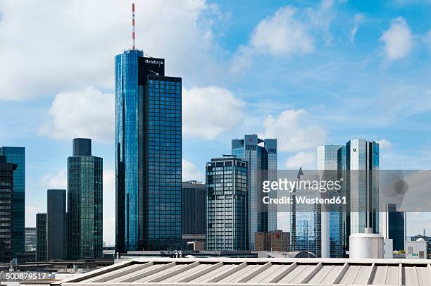 germany, hesse, frankfurt, view of the financial district - wolkenkratzer stock-fotos und bilder