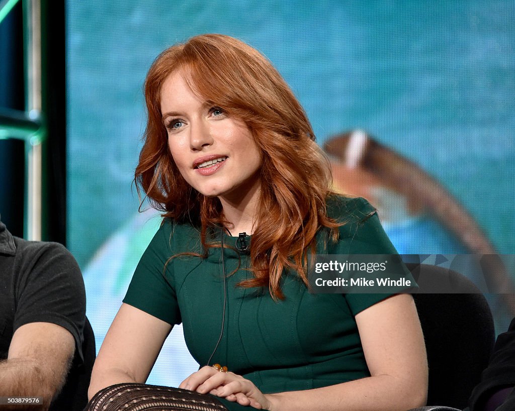 Actress Maria Thayer of "Those Who Can't" speaks onstage during the