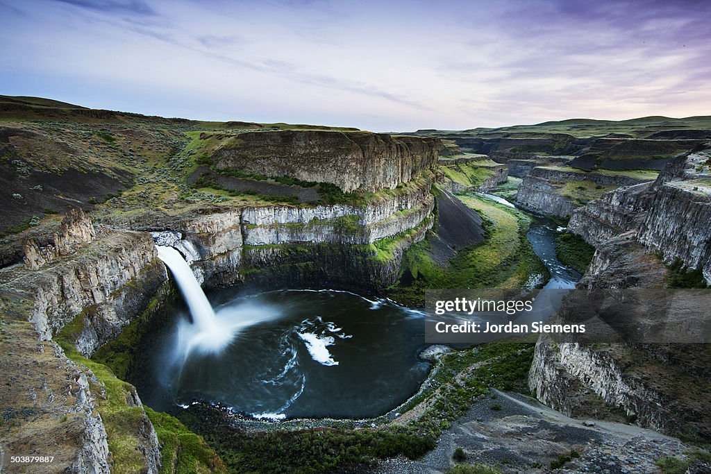 Scenic view of a waterfall.