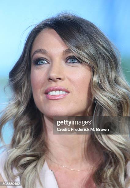 Actress Natalie Zea speaks onstage during TBS's The Detour panel as part of the Turner Networks portion of This is Cable Television Critics...