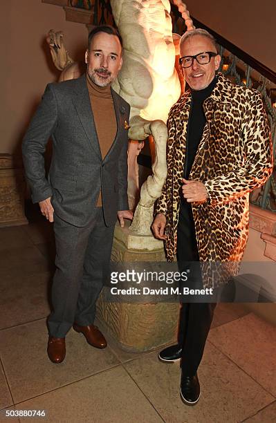 David Furnish and Patrick Cox attend the London Collections Men AW16 opening party hosted by the British Fashion Council and GQ Editor Dylan Jones at...