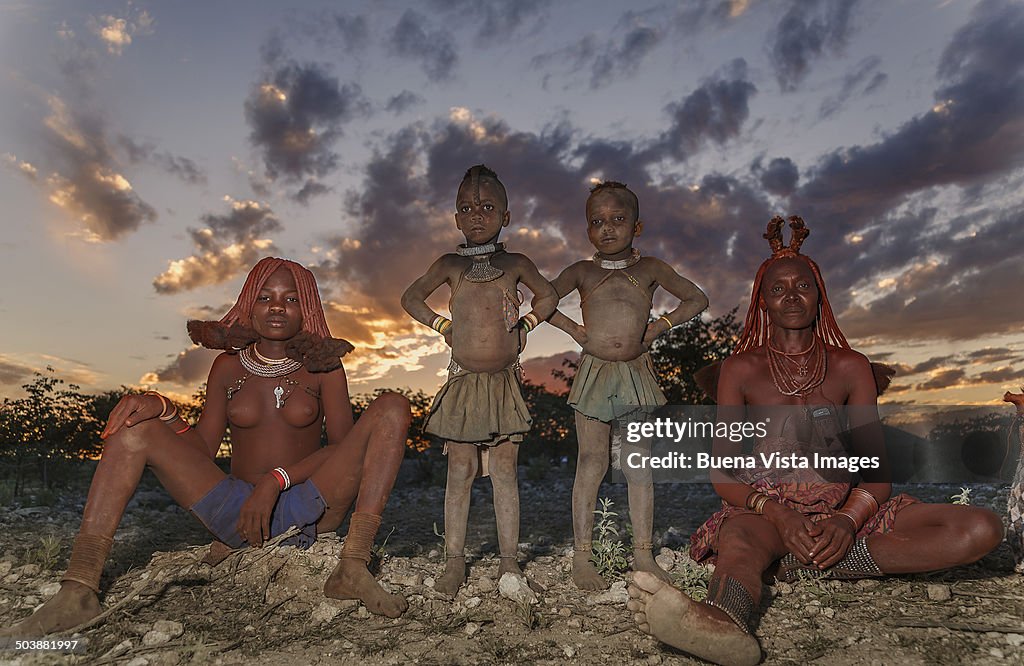 Himba woman with daughters