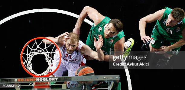 Luka Zoric, #21 of Cedevita Zagreb in action during the Turkish Airlines Euroleague Basketball Top 16 Round 2 game between Darussafaka Dogus Istanbul...