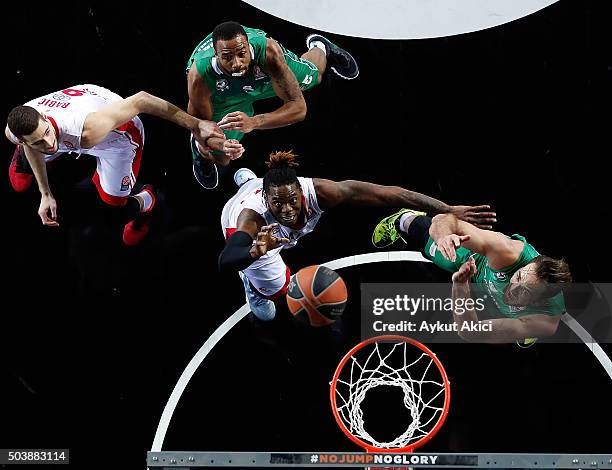 Henry Walker, #12 of Cedevita Zagreb in action during the Turkish Airlines Euroleague Basketball Top 16 Round 2 game between Darussafaka Dogus...