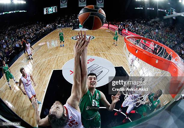 Emir Preldzic, #55 of Darussafaka Dogus Istanbul in action during the Turkish Airlines Euroleague Basketball Top 16 Round 2 game between Darussafaka...