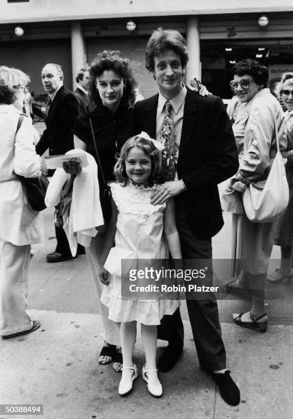John Blyth Barrymore , son of John Drew Barrymore, with half-sister, child actress Drew Barrymore & Drew's mother Ildiko Jaid celebreating the...