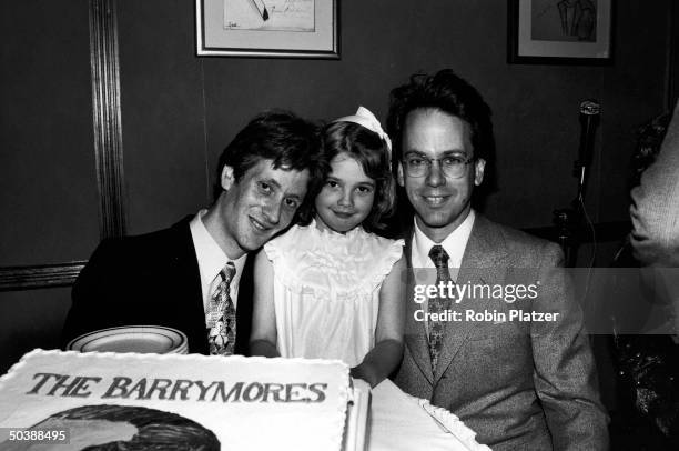 John Blyth Barrymore, son of John Drew Barrymore with half-sister, child actress Drew Barrymore & cousin John Miglietter celebrating Barrymore...