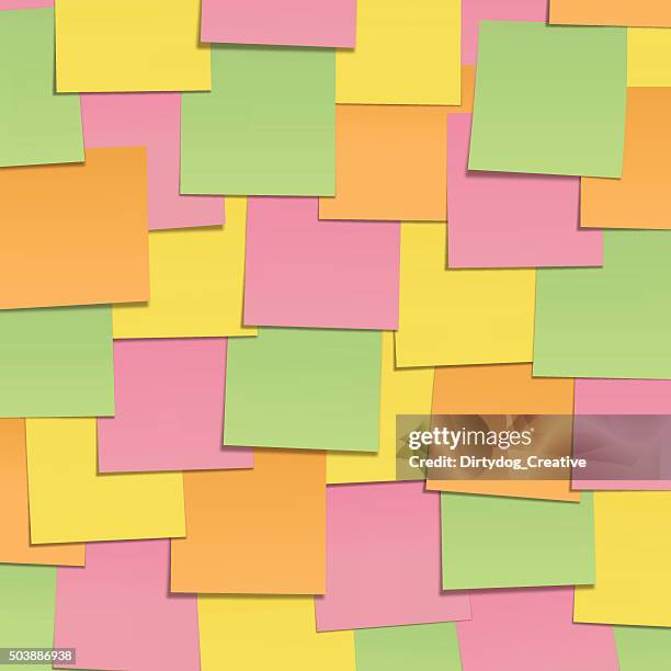 bunten post-it-wand - klebezettel stock-grafiken, -clipart, -cartoons und -symbole